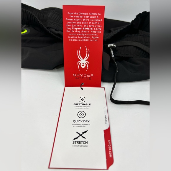 SPYDER MEN'S ACTIVE WEAR,BLACK W/2 POCKETS W/YELLOW ZIPPER,LOGO DIFFERENT SHADES - Picture 12 of 15